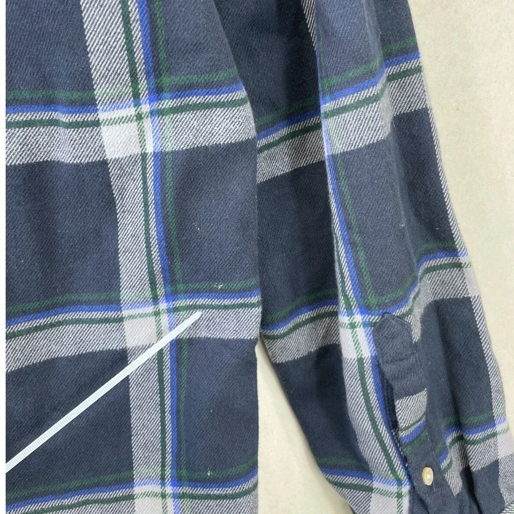 The North Face Plaid Flannel Button Down Shirt Mens S Blue Outdoor Hiking